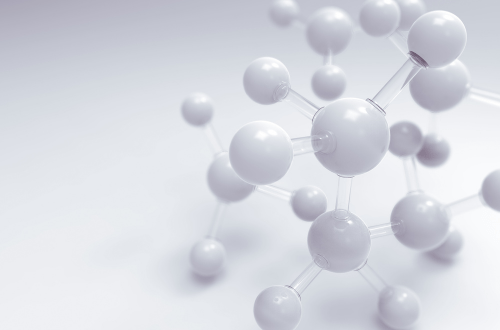 A 3d model of a molecule on a white background.